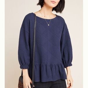 NWT Anthropologie Navy Peplum Top
